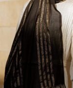 Le voile Black Embroidered Linen Scarf