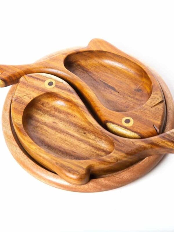 Double Fish Wooden Plate