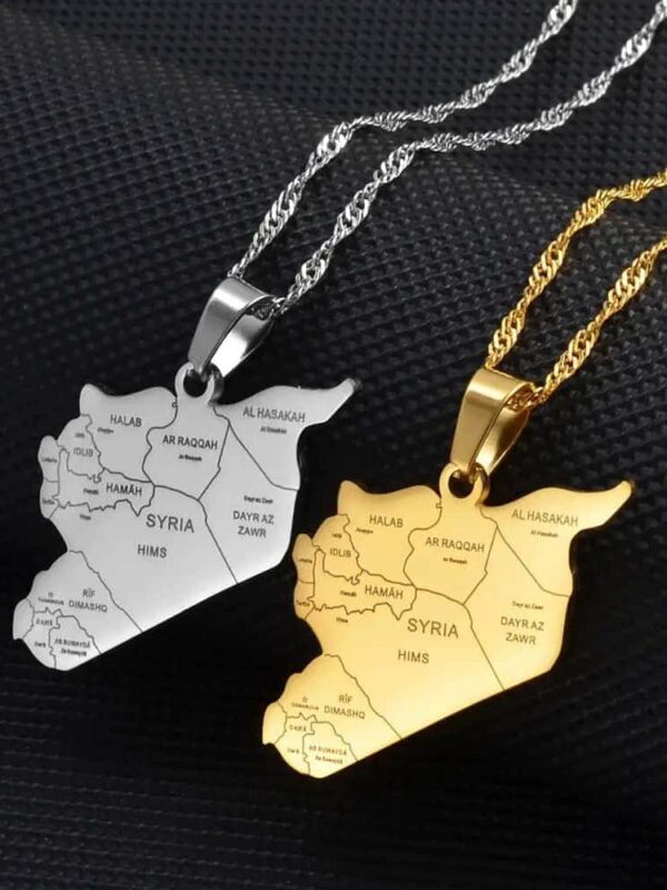 Syria Map Necklace with City Names