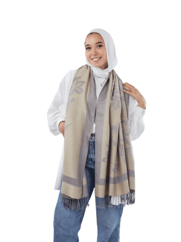 Pashmina Shawl Light Yellow – Grey