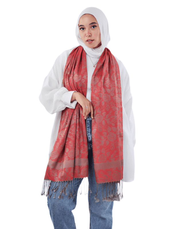 Pashmina Shawl Red – Grey